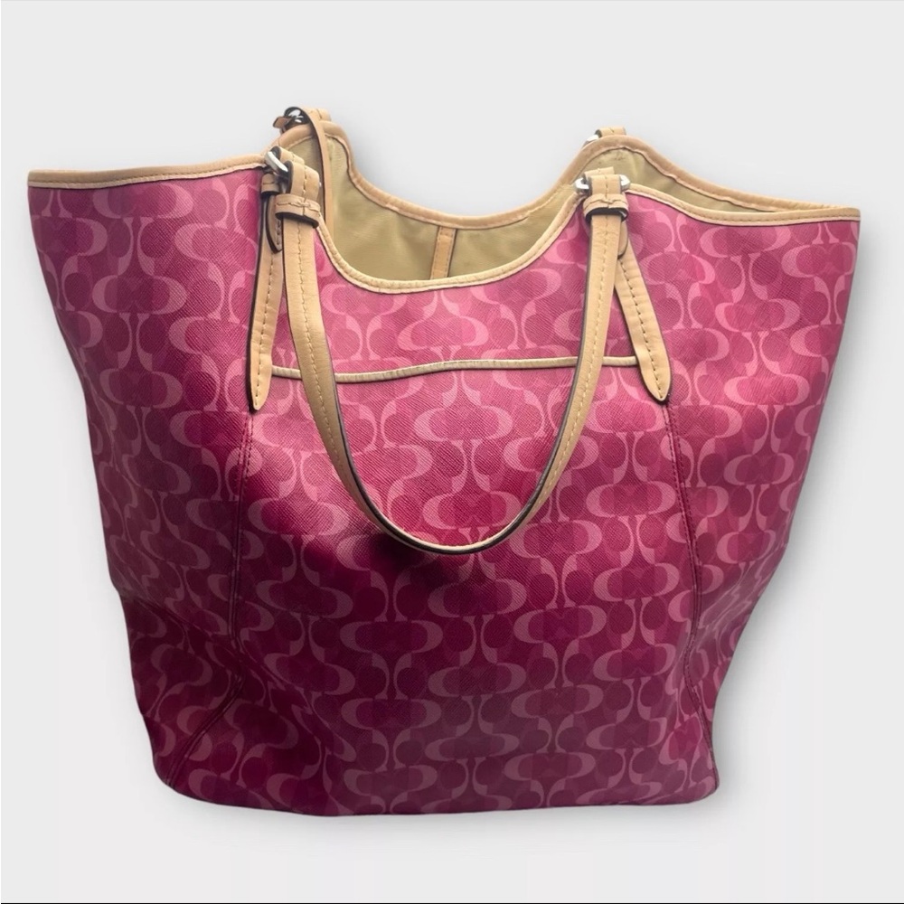 Genuine Coach Leather Tote Bag Peyton Dream C Pink and Tan Tote F25522 - Picture 4 of 14